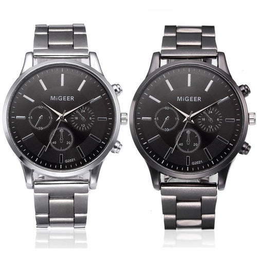 Fashion Men Crystal Stainless Steel Analog Quartz Wrist Watch Bracelet mens watches top brand luxury automatic mechanical clock
