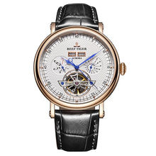 Load image into Gallery viewer, Reef Tiger/RT Top Brand Luxury Tourbillon Watches for Men Functional Watch Brown Leather Strap Automatic Wrist Watch RGA1903
