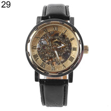 Load image into Gallery viewer, Classic Men Faux Leather Skeleton Hand-Wind Mechanical Sports Army Wrist Watch
