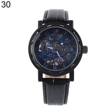Load image into Gallery viewer, Classic Men Faux Leather Skeleton Hand-Wind Mechanical Sports Army Wrist Watch