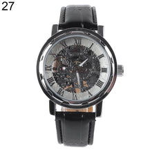 Load image into Gallery viewer, Classic Men Faux Leather Skeleton Hand-Wind Mechanical Sports Army Wrist Watch